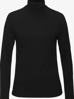 T-shirt à col montant avec fronces aux manches longues