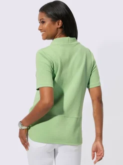 T-shirt à col montant avec imprimé brillant et pierres