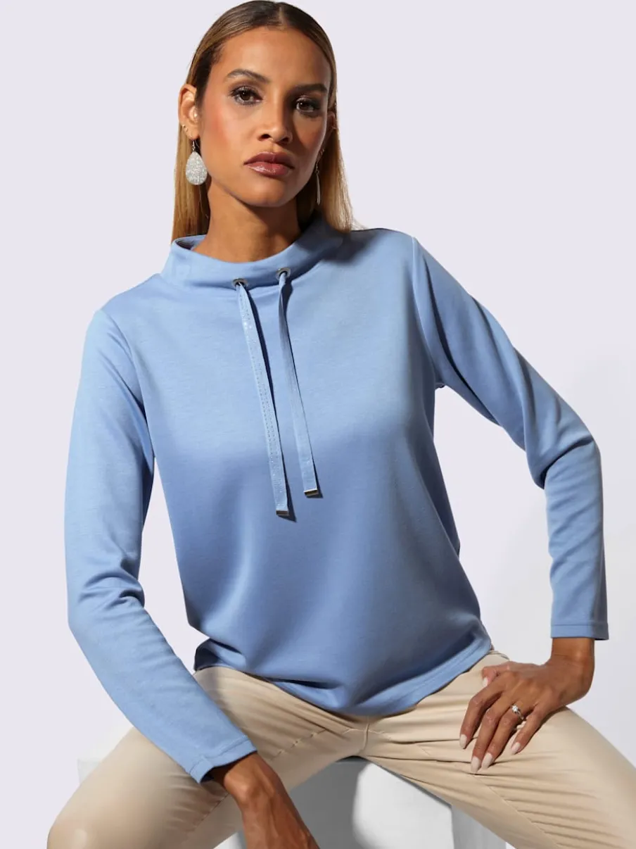 T-shirt à col montant avec manches longues en modal doux
