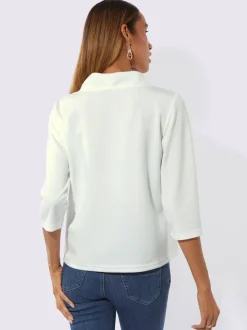 T-shirt à col montant avec manches 3/4 et ruban ajustable