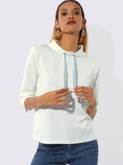 T-shirt à col montant avec manches 3/4 et ruban ajustable