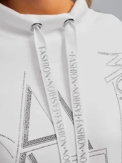 T-shirt à col montant en modal avec inscription brillante