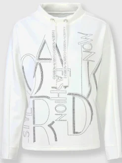 T-shirt à col montant en modal avec inscription brillante