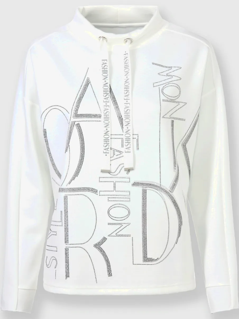 T-shirt à col montant en modal avec inscription brillante