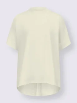 T-shirt à col montant et manches chauve-souris en coton doux