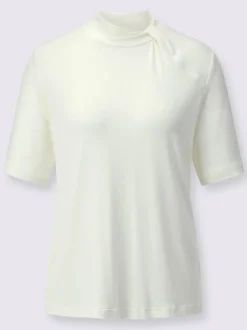 T-shirt à col montant froncé en viscose écologique