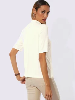 T-shirt à col montant froncé en viscose écologique