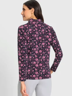 T-shirt à col montant imprimé avec manches longues