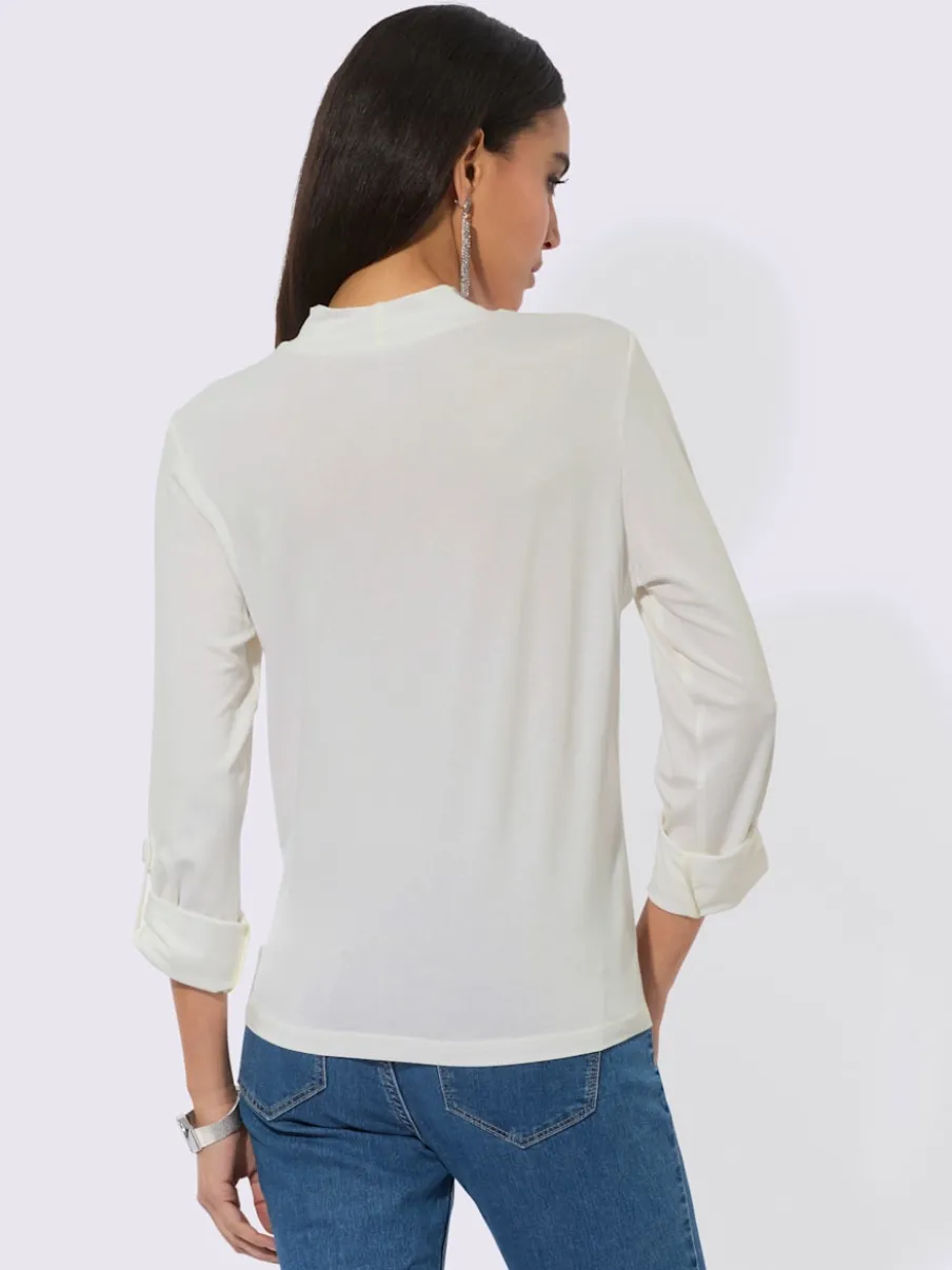 T-shirt col montant manches longues imprimé brillant doux