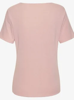T-shirt à col rond avec bords pailletés raffinés et manches finies