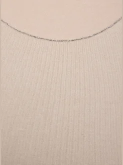 T-shirt à col rond avec bords pailletés raffinés et manches finies