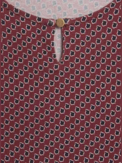 T-shirt à col rond avec boutons et manches 3/4 en viscose douce