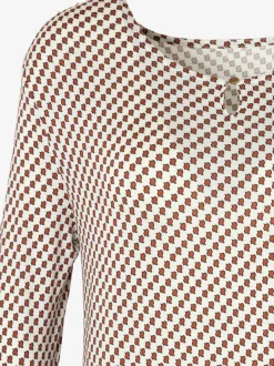 T-shirt à col rond avec boutons et manches 3/4 en viscose