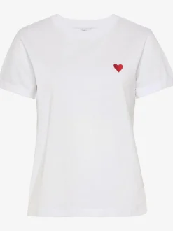 T-shirt à col rond avec broderie cœur et manches courtes