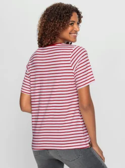 T-shirt à col rond avec empiècements en synthétique et rayures sportives