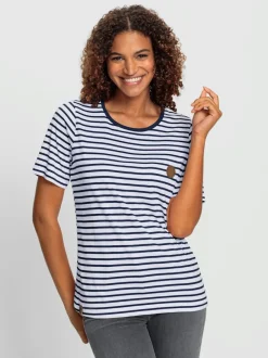 T-shirt à col rond avec empiècements en synthétique et rayures sportives