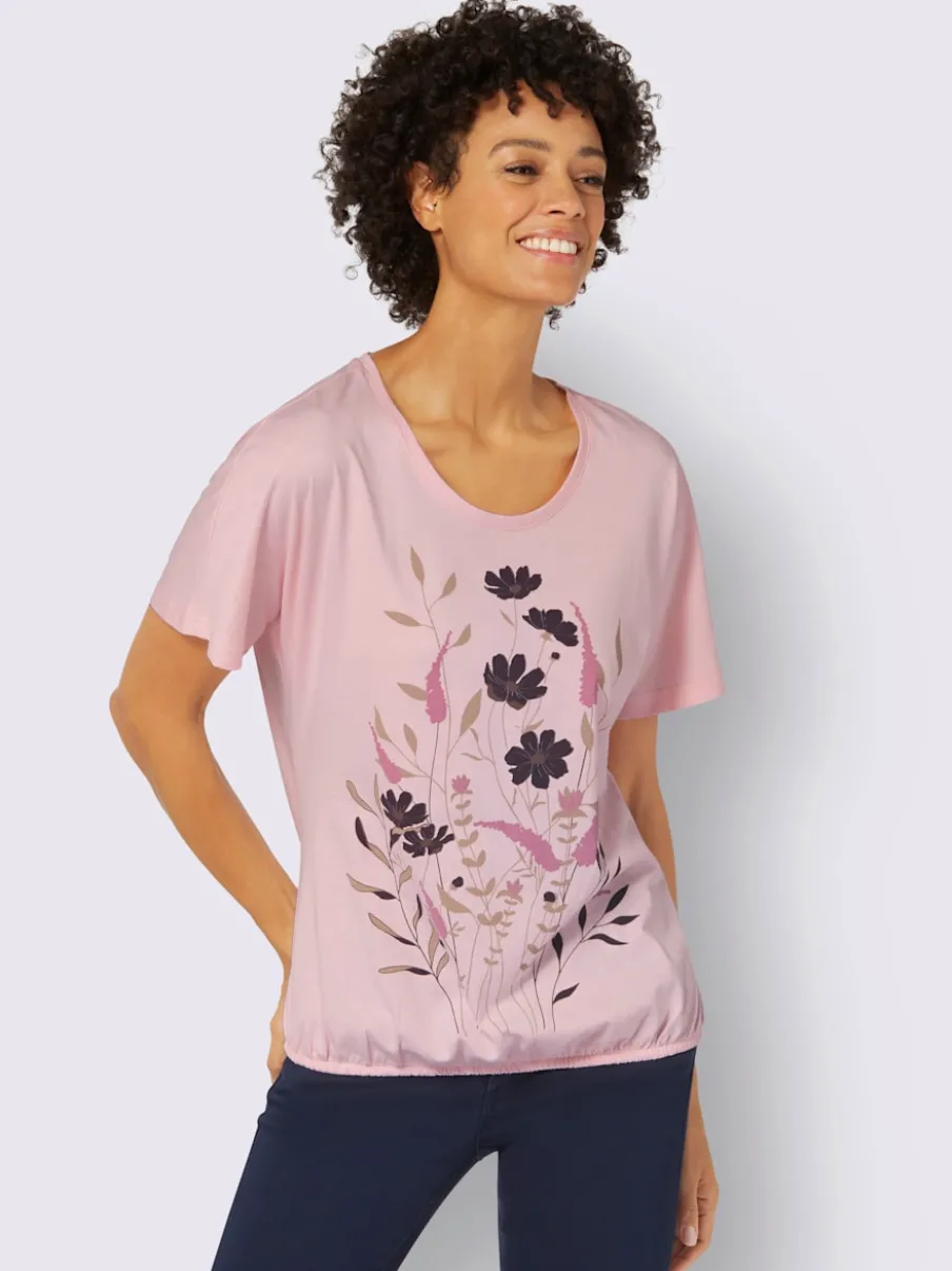 T-shirt à col rond avec imprimé floral ample