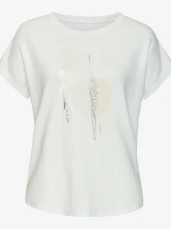 T-shirt à col rond avec imprimé graphique et ourlet arrondi