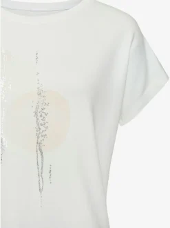 T-shirt à col rond avec imprimé graphique et ourlet arrondi