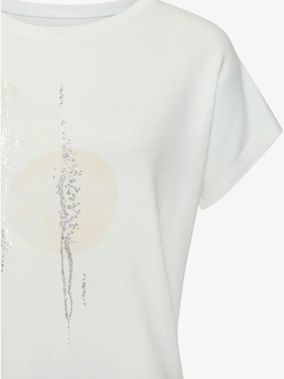 T-shirt à col rond avec imprimé graphique et ourlet arrondi