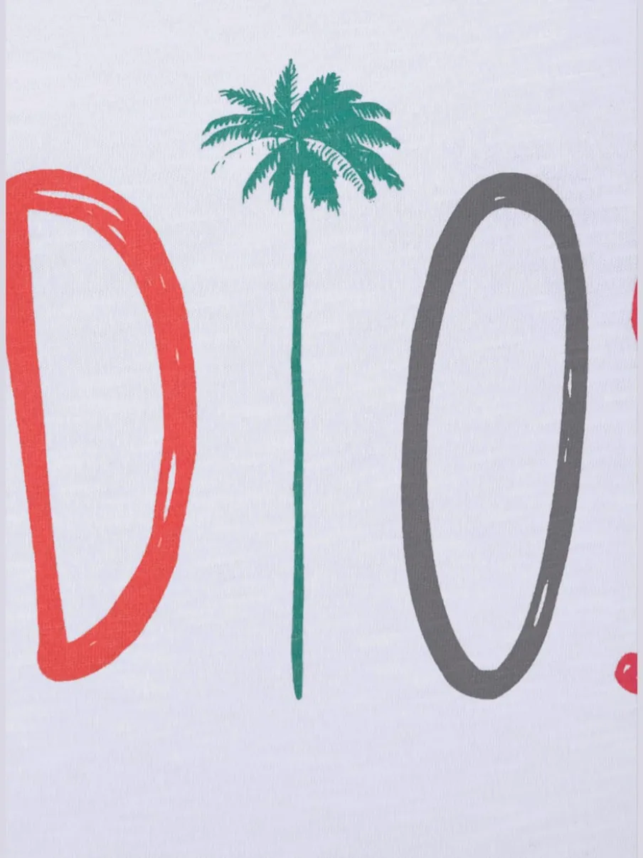 T-shirt col rond avec inscription adios en coton doux