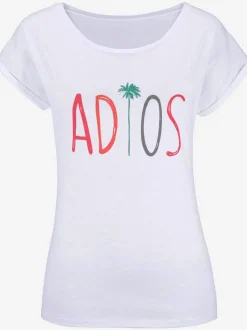 T-shirt col rond avec inscription adios en coton doux
