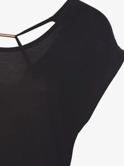T-shirt à col rond avec mancherons courts en jersey doux