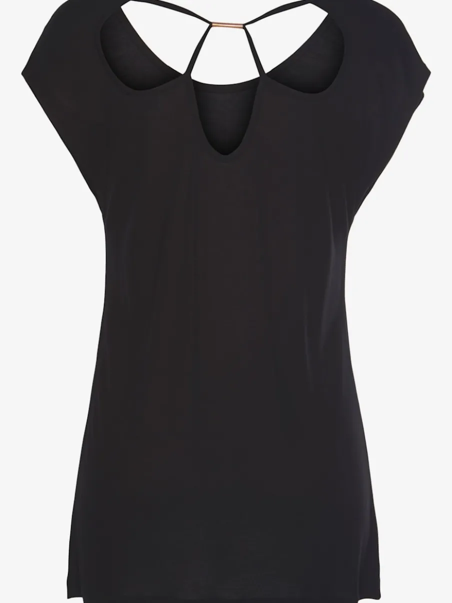 T-shirt à col rond avec mancherons courts en jersey doux