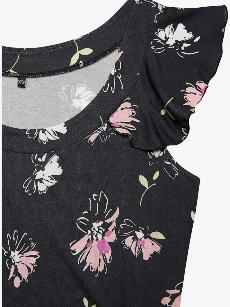T-shirt à col rond avec manches courtes et ourlet droit