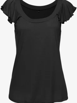 T-shirt à col rond avec manches courtes et ourlet droit