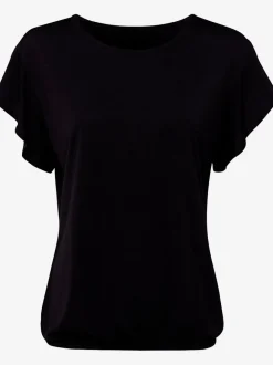 T-shirt à col rond avec manches volantées et taille élastique