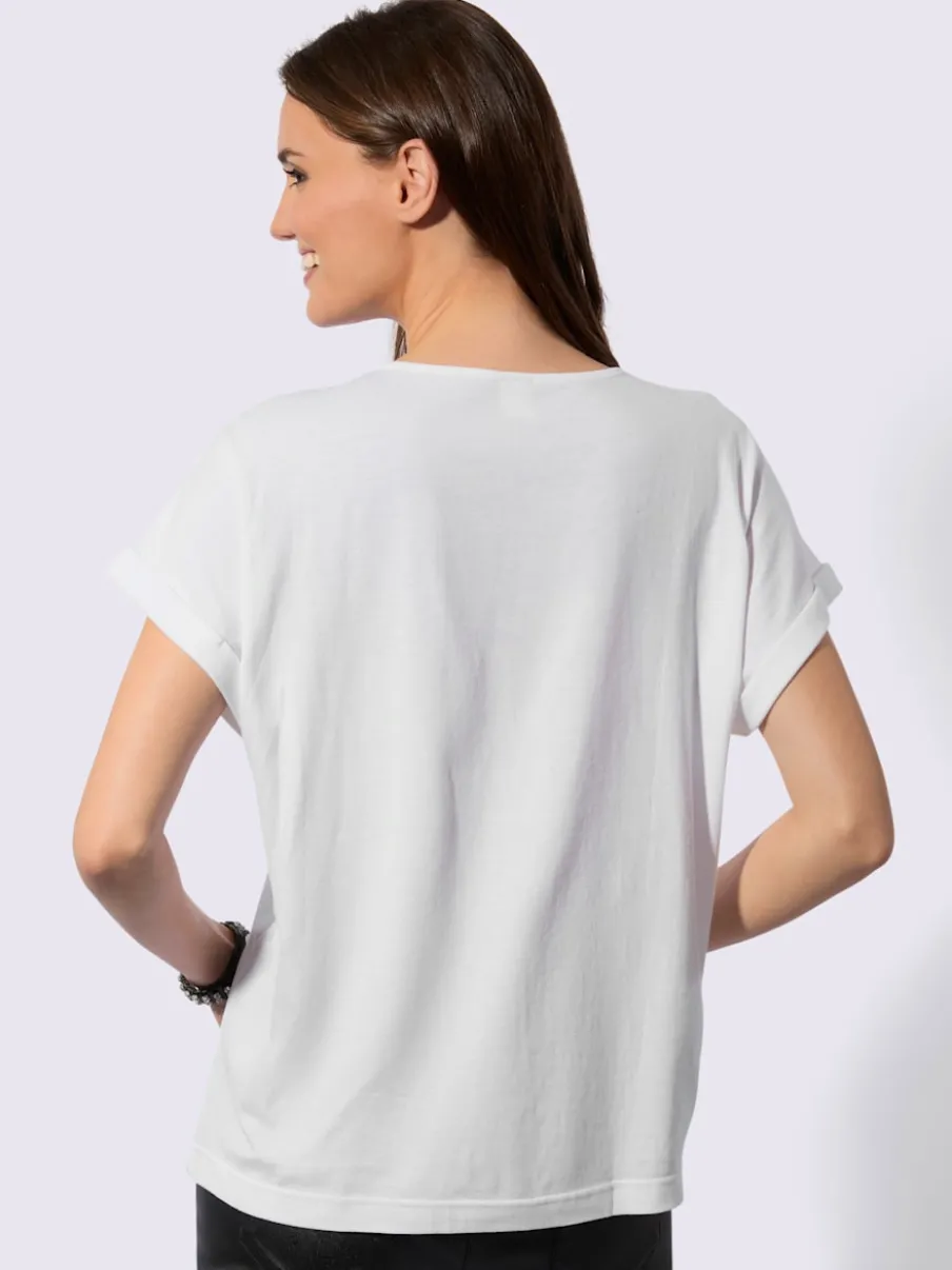 T-shirt à col rond avec motif panda et mancherons