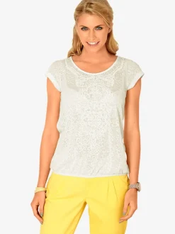 T-shirt à col rond avec motifs dévorés modernes