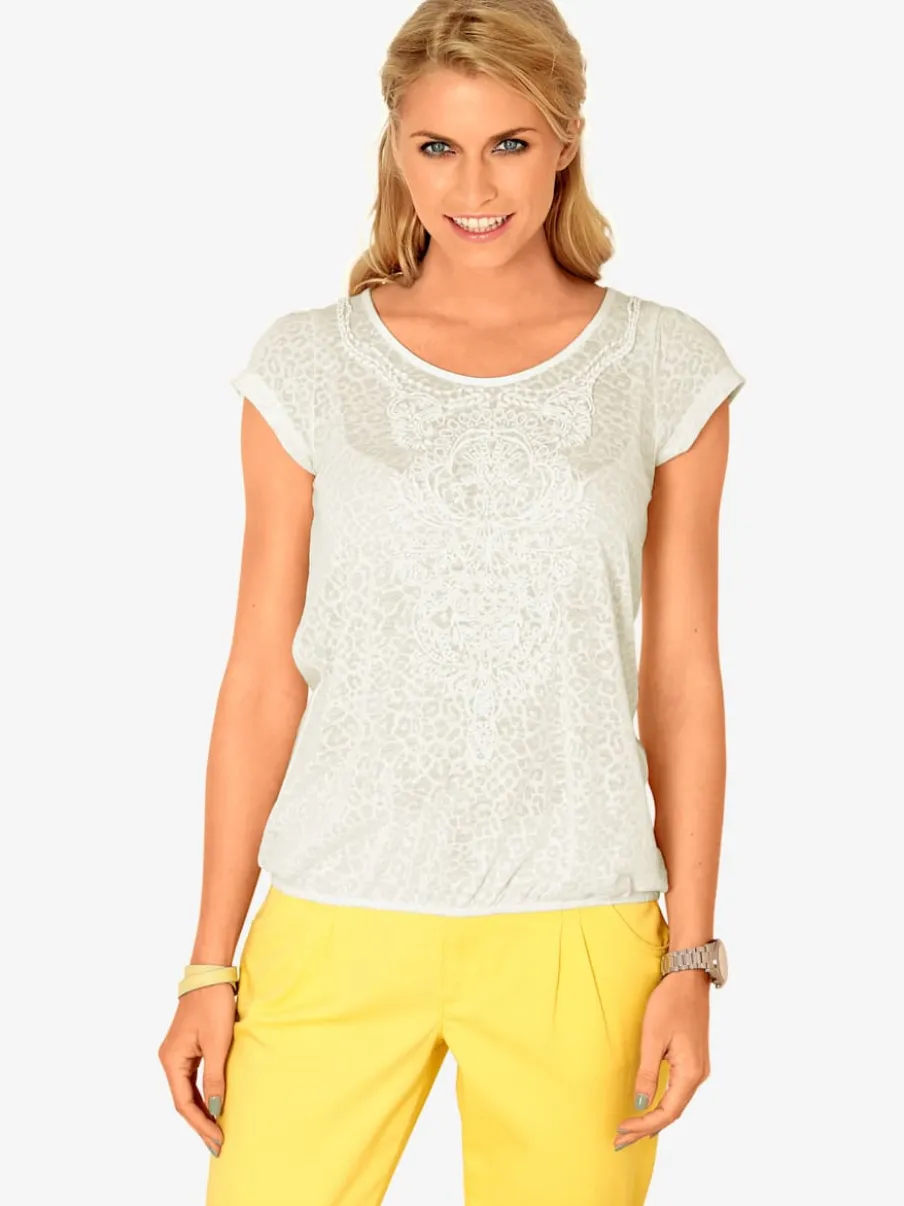 T-shirt à col rond avec motifs dévorés modernes