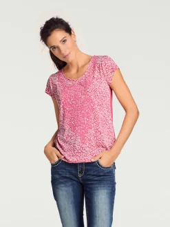 T-shirt à col rond avec motifs dévorés modernes