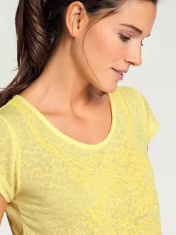 T-shirt à col rond avec motifs dévorés modernes
