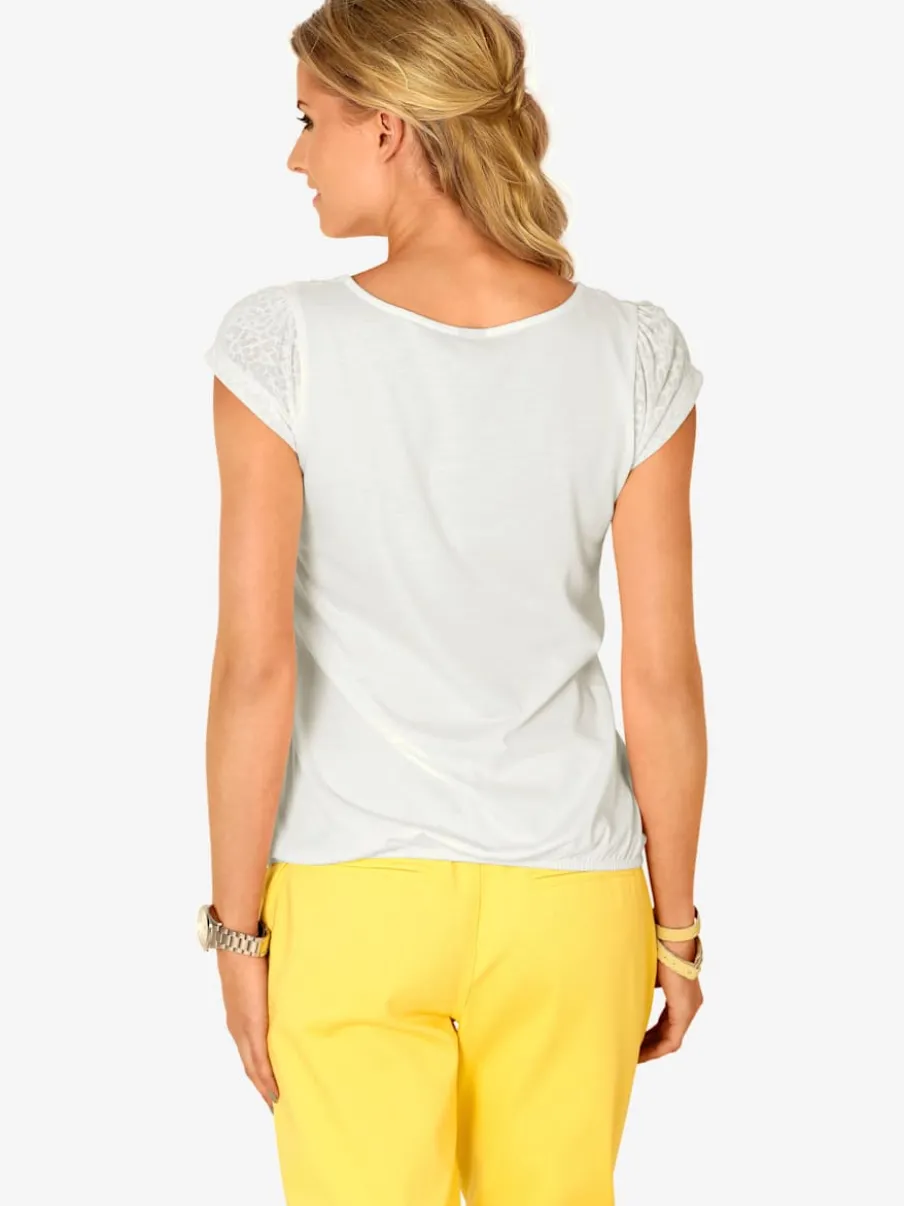 T-shirt à col rond avec motifs dévorés modernes