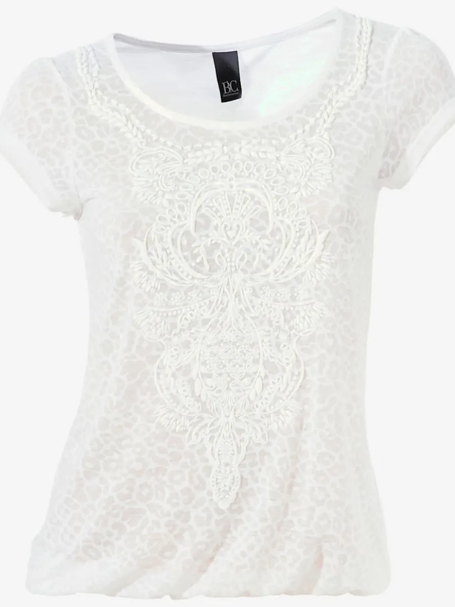 T-shirt à col rond avec motifs dévorés modernes