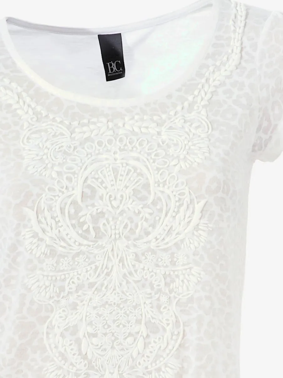 T-shirt à col rond avec motifs dévorés modernes