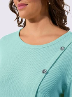 T-shirt à col rond en jacquard avec boutons fantaisie