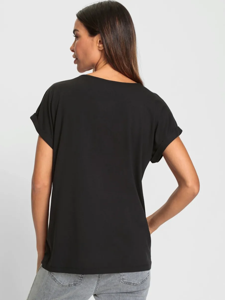 T-shirt col rond manches courtes inscription mode devant