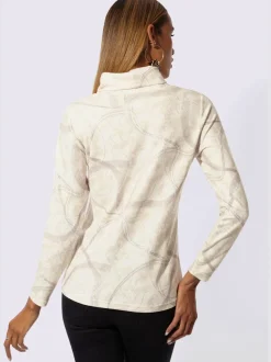 T-shirt à col roulé avec motif graphique et manches longues