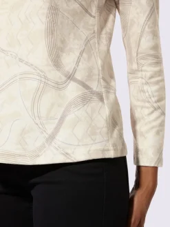 T-shirt à col roulé avec motif graphique et manches longues