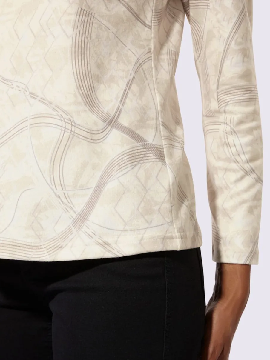 T-shirt à col roulé avec motif graphique et manches longues