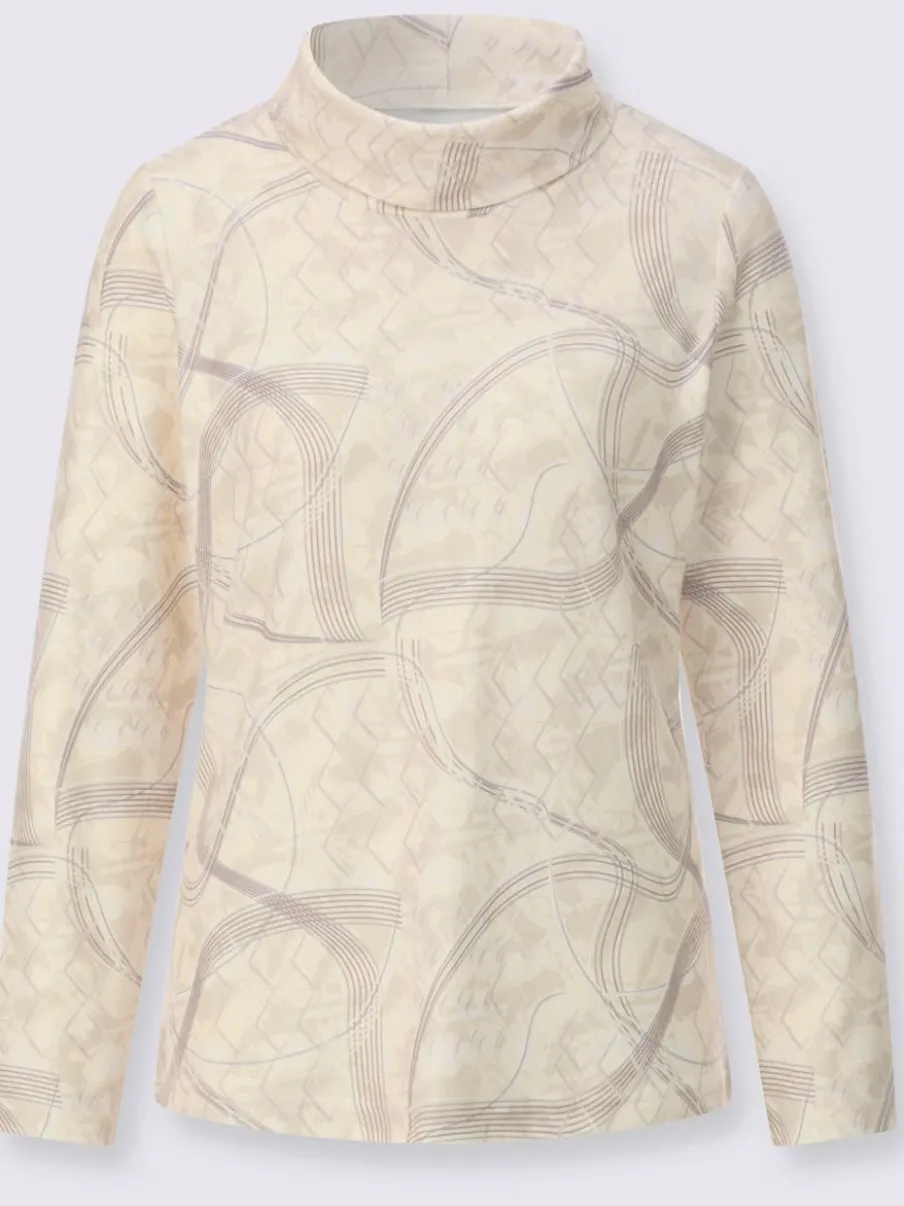 T-shirt à col roulé avec motif graphique et manches longues