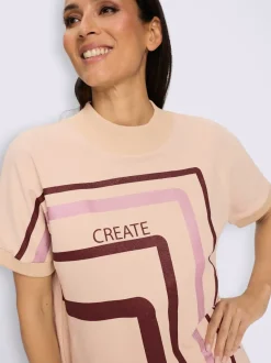T-shirt à col roulé imprimé brillant tendance