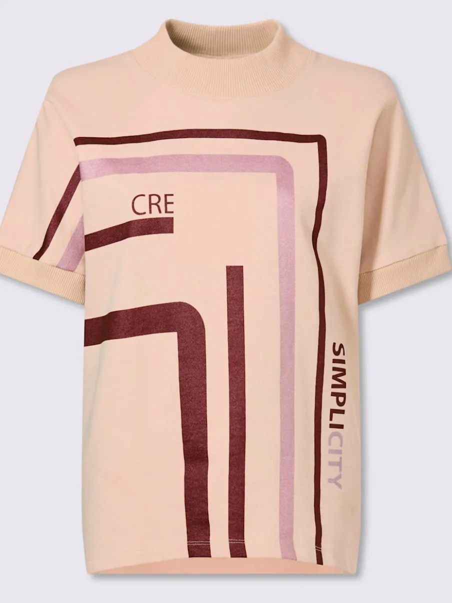T-shirt à col roulé imprimé brillant tendance