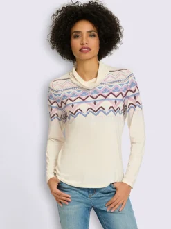T-shirt à col roulé joli motif norvégien