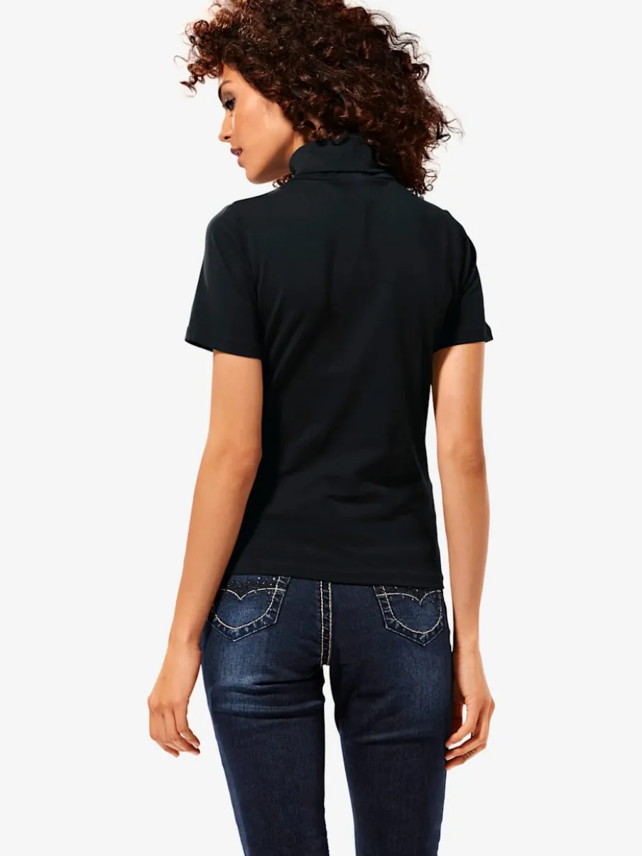 T-shirt à col roulé à manches courtes extensible ajusté