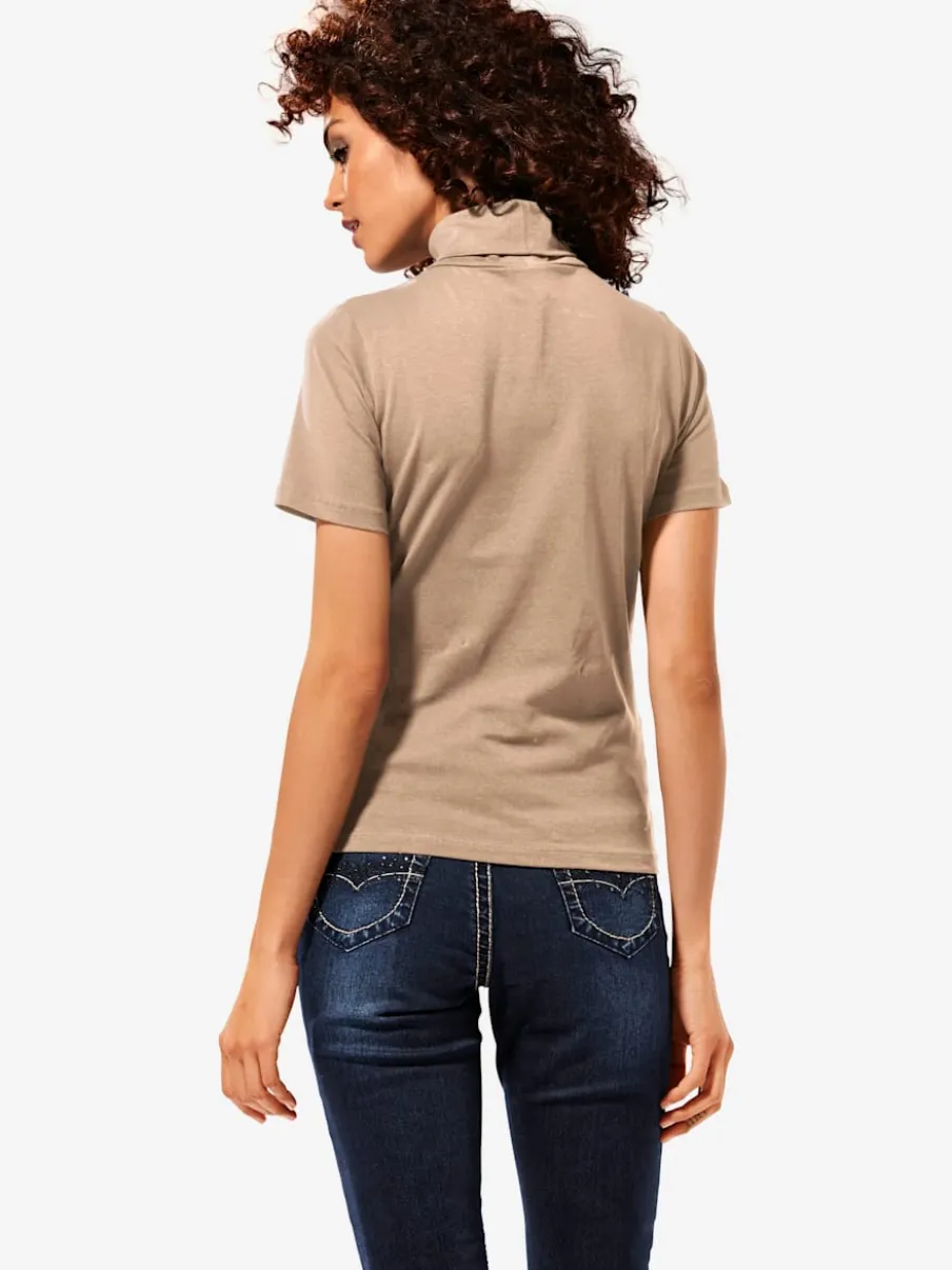 T-shirt à col roulé à manches courtes extensible ajusté